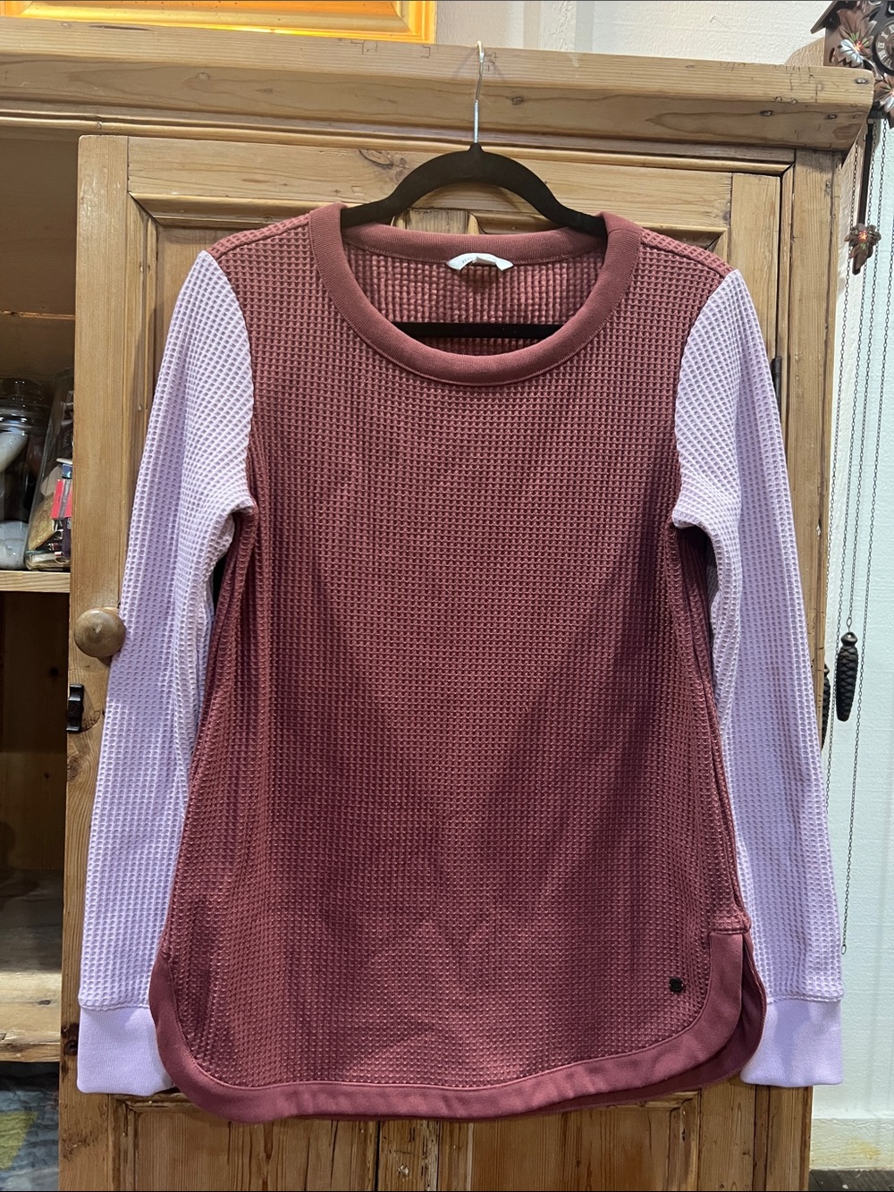 L.L. Bean Signature Waffle Knit Colorblock Top